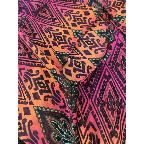 Ivy Jane Size S Boho Festival Fringe Kimono Bell Sleeve Asymetrical Sheer Blouse - Picture 11 of 12